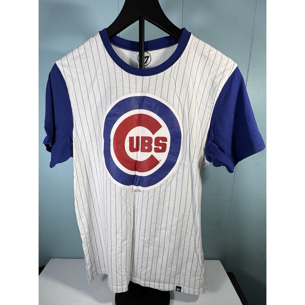 Chicago Cubs Women's '47 Size Medium White PinStripe Tshirt